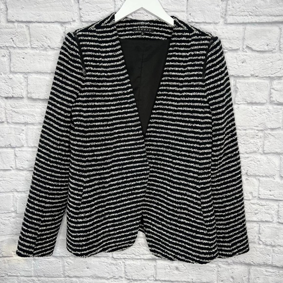 Theory Black and White Striped Blazer - Picture 2 of 11